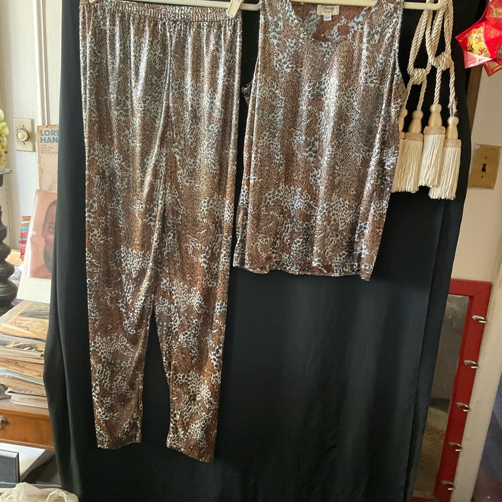 Sparkle Leopard Print Tank and skinny Pant Set